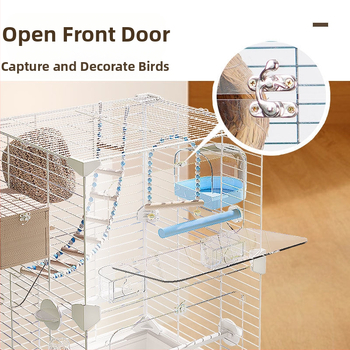 Κλουβί παπαγάλων – Μεγάλο εξωτερικό διαφανές μεταλλικό κλουβί με δίσκο αποβλήτων, κατασκευασμένο από σύρμα χαμηλού άνθρακα