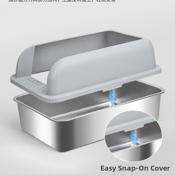 Ημι-κλειστό μεταλλικό κουτί άμμου γάτας, ανοξείδωτο ατσάλι, αντιδιαβρωτικό, αντιδιαρροϊκό, εύκολο στον καθαρισμό