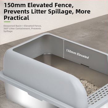 Ημι-κλειστό μεταλλικό κουτί άμμου γάτας, ανοξείδωτο ατσάλι, αντιδιαβρωτικό, αντιδιαρροϊκό, εύκολο στον καθαρισμό