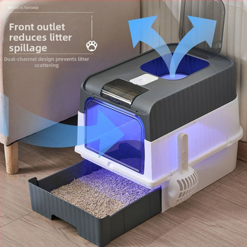 Paidaohui πλήρως κλειστός κάδος γάτας με διαφανή πόρτα και καπάκι, PVC υλικό