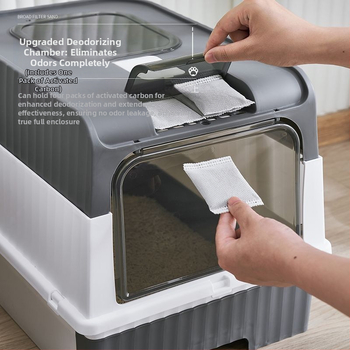 Paidaohui πλήρως κλειστός κάδος γάτας με διαφανή πόρτα και καπάκι, PVC υλικό