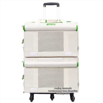 Τσάντα μεταφοράς κατοικίδιων με ρόδες, διόροφο σχέδιο για δύο κατοικίδια, αναπνέουσα, υλικό PP