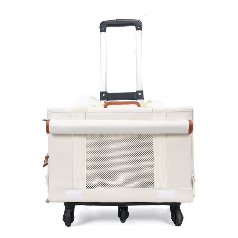 Τσάντα μεταφοράς κατοικίδιων με ρόδες, διόροφο σχέδιο για δύο κατοικίδια, αναπνέουσα, υλικό PP