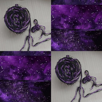 Krokuoto komplektas su purpuriniais ir juodais siūlais – skirtas rankinėms ir kepurėms, mišrios siūlės, DIY rinkinys, kabliuko dydis apie 6.0