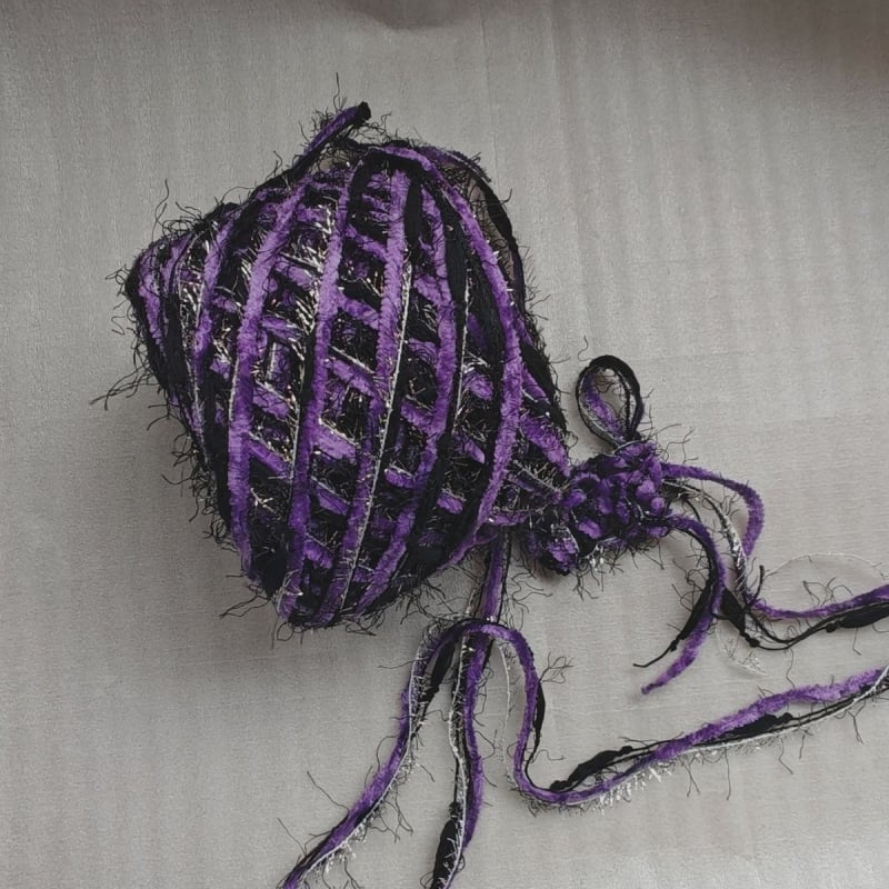 Σετ crochet με νήματα σε αποχρώσεις μωβ-μαύρο για τσάντες και καπέλα – ανάμεικτα νήματα, DIY κιτ, μέγεθος βελονάκι γύρω 6.0
