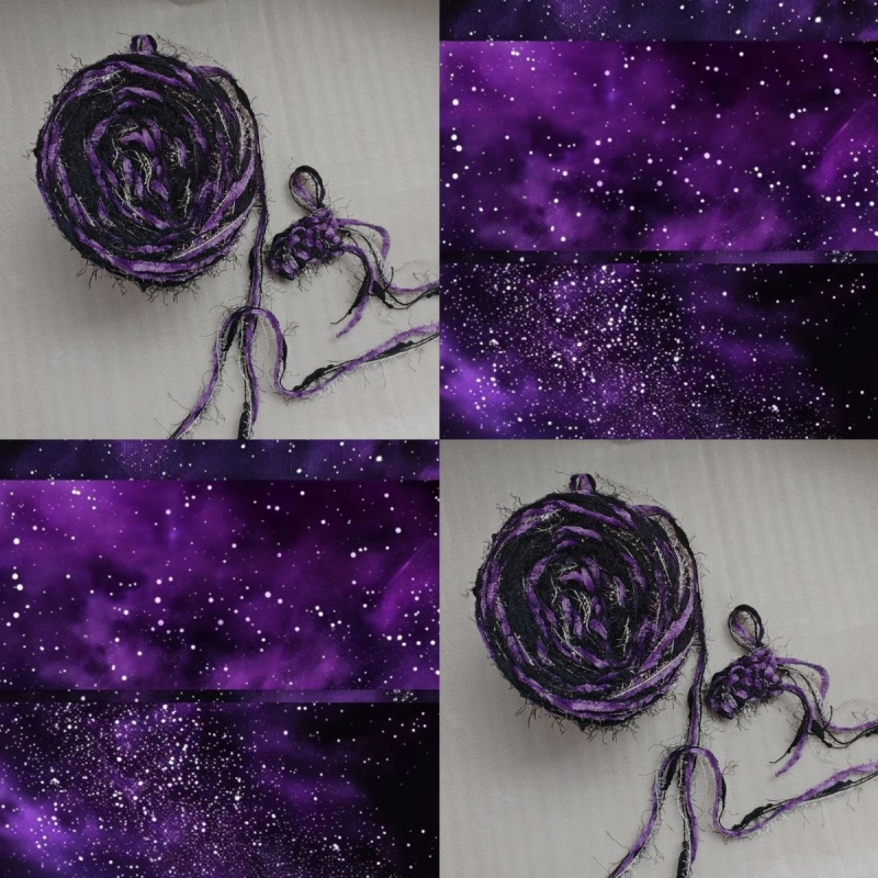 Krokuoto komplektas su purpuriniais ir juodais siūlais – skirtas rankinėms ir kepurėms, mišrios siūlės, DIY rinkinys, kabliuko dydis apie 6.0