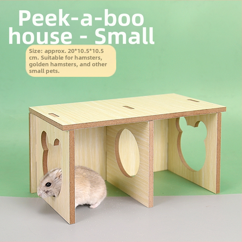 Хамстер дървен дом с лабиринт и спално гнездо — дървена конструкция; подходящ за хамстери; включва укритие и гнездо за спане (Материал: дърво; За хамстери; Включва: дом, лабиринт, спално гнездо)