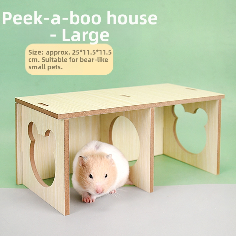 Хамстер дървен дом с лабиринт и спално гнездо — дървена конструкция; подходящ за хамстери; включва укритие и гнездо за спане (Материал: дърво; За хамстери; Включва: дом, лабиринт, спално гнездо)