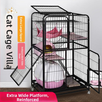 Котешка клетка с ултра голямо пространство и вилно-стилна конструкция от квадратни тръби, 2–4 нива (Материал: квадратни тръби с лакирано покритие; Обект: котка; Категория: клетка; Импорт: Не; IP: Не)