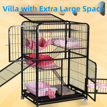 Κλουβί γάτας με υπερμεγέθη χώρο, βιλ-στυλ κατασκευή από τετράγωνους σωλήνες, 2–4 επίπεδα (Υλικό: τετράγωνοι σωλήνες με επίστρωση· Αντικείμενο: γάτα; Κατηγορία: Κλουβί)