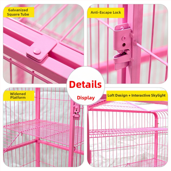 Κλουβί γάτας με υπερμεγέθη χώρο, βιλ-στυλ κατασκευή από τετράγωνους σωλήνες, 2–4 επίπεδα (Υλικό: τετράγωνοι σωλήνες με επίστρωση· Αντικείμενο: γάτα; Κατηγορία: Κλουβί)