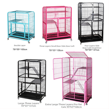 Κλουβί γάτας με υπερμεγέθη χώρο, βιλ-στυλ κατασκευή από τετράγωνους σωλήνες, 2–4 επίπεδα (Υλικό: τετράγωνοι σωλήνες με επίστρωση· Αντικείμενο: γάτα; Κατηγορία: Κλουβί)