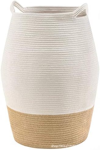 Coș de rufe din pânză de bumbac cu mâner — coș de depozitare pentru haine, model HX240419, stil modern minimalist