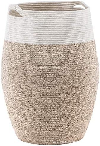 Coș de rufe din pânză de bumbac cu mâner — coș de depozitare pentru haine, model HX240419, stil modern minimalist