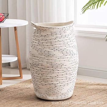 Coș de rufe din pânză de bumbac cu mâner — coș de depozitare pentru haine, model HX240419, stil modern minimalist