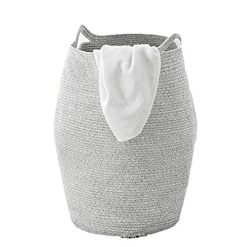 Coș de rufe din pânză de bumbac cu mâner — coș de depozitare pentru haine, model HX240419, stil modern minimalist