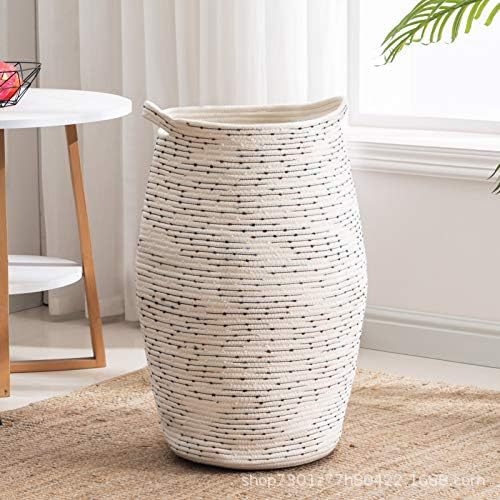 Coș de rufe din pânză de bumbac cu mâner — coș de depozitare pentru haine, model HX240419, stil modern minimalist