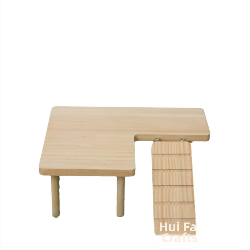 Дървена двуетажна платформа-стълба за хамстери и таралежи • Материал: дърво • Марка: Huifa • Категория: принадлежности за домашни любимци