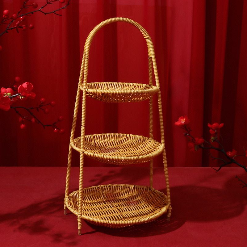 Plastikinis daugiaaukštis užkandžių ir vaisių krepšys – FG prekės ženklas, kategorija Laimingas krepšys, vestuvėms (Medžiaga: plastikas; Prekės ženklas: FG; Kategorija: Laimingas krepšys; Naudojimo atvejis: Vestuvės)