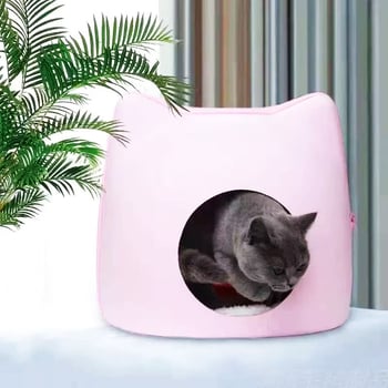 Котешко гнездо - полузатворен дизайн, котешка форма; дишащо; подходящо за всички сезони; материал: фелт от химически влакна.