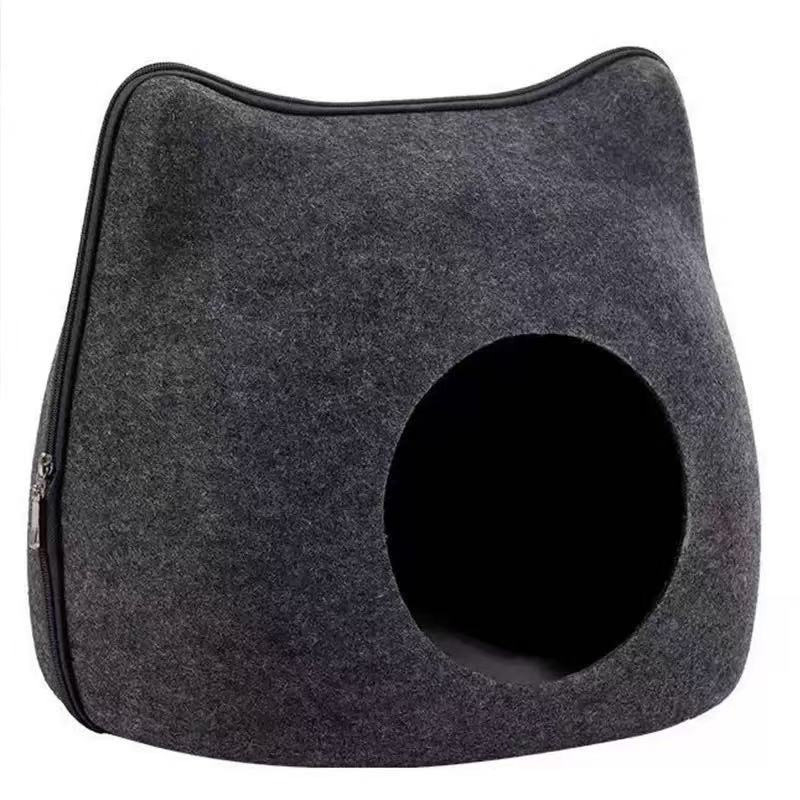 Kaķa ligzda - daļēji aizvērts dizains kaķa formā; elpojošs; piemērots visu sezonu lietošanai; materiāls: ķīmisko šķiedru felts.