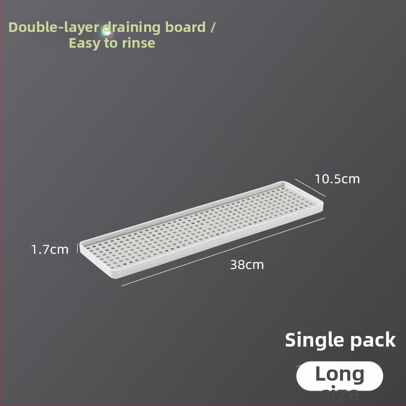 Dviejų sluoksnių arbatos padėklas su drenažu, plastikinis, šiaurietiškas minimalistinis stilius, stačiakampė forma