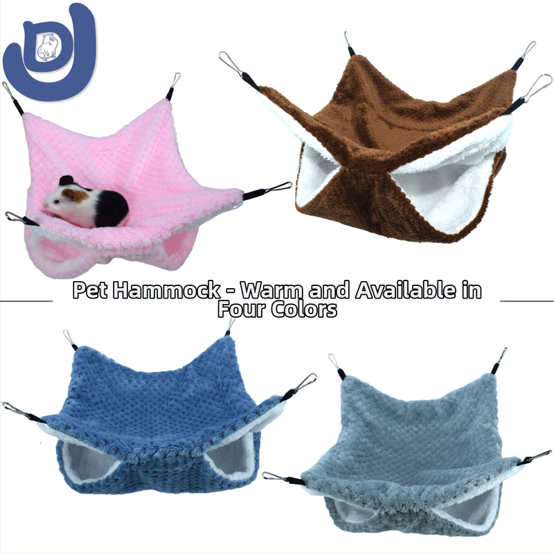 Хамстер хамак за малки домашни любимци, двупластов от корален велур — целогодишен, зимоустойчив