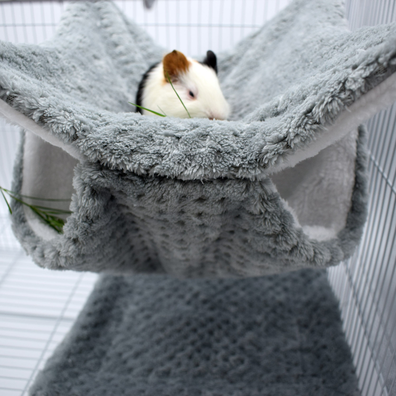 Хамстер хамак за малки домашни любимци, двупластов от корален велур — целогодишен, зимоустойчив