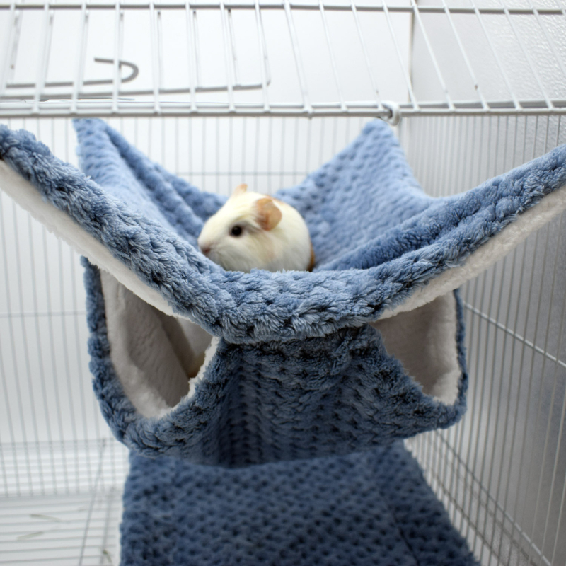 Хамстер хамак за малки домашни любимци, двупластов от корален велур — целогодишен, зимоустойчив
