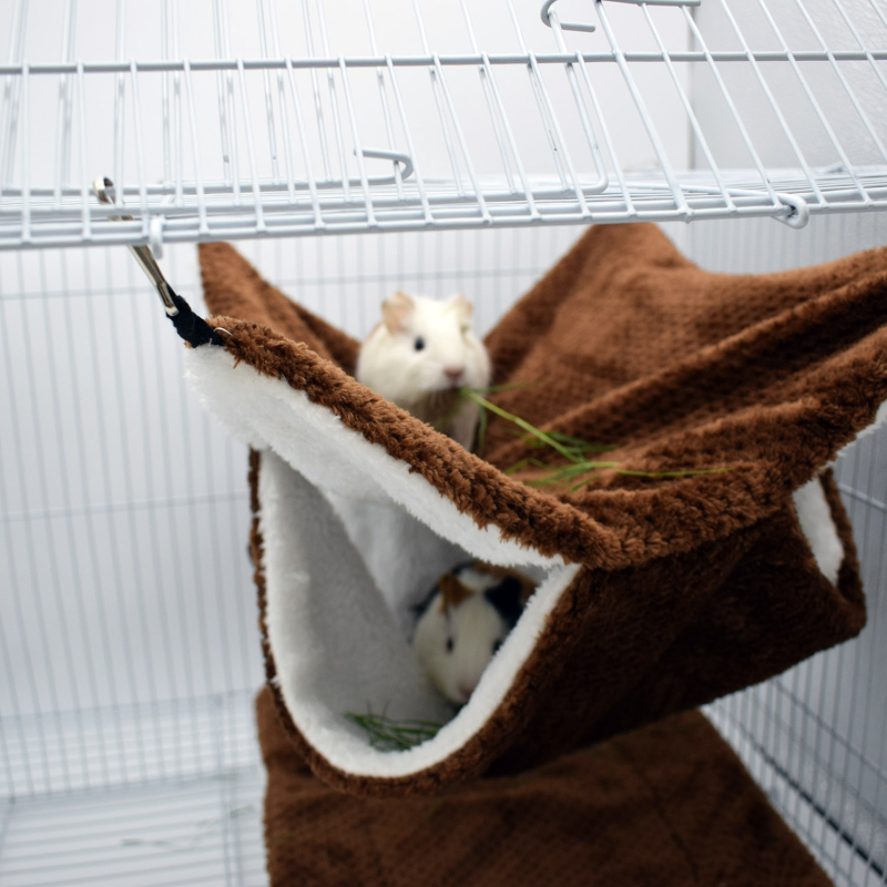 Хамстер хамак за малки домашни любимци, двупластов от корален велур — целогодишен, зимоустойчив