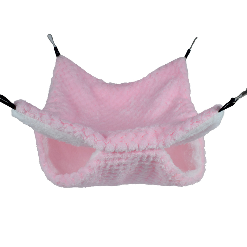 Хамстер хамак за малки домашни любимци, двупластов от корален велур — целогодишен, зимоустойчив