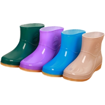 Moteriški lietaus batai su fleece įdaila, žemas batų aukštis, plastikinė viršutinė dalis, atsparūs vandeniui ir neslystantys, pavasariui ir rudeniui