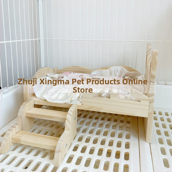 Дървено гнездо и спалня за домашни любимци: зайци и морски свинчета, с стълби, за всички сезони