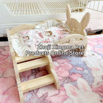 Дървено гнездо и спалня за домашни любимци: зайци и морски свинчета, с стълби, за всички сезони