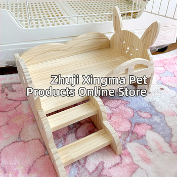 Дървено гнездо и спалня за домашни любимци: зайци и морски свинчета, с стълби, за всички сезони