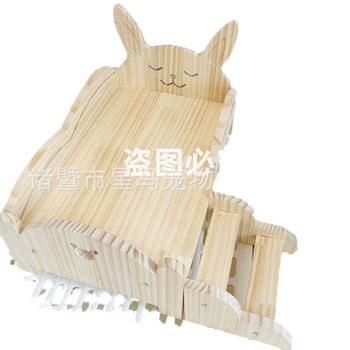 Дървено гнездо и спалня за домашни любимци: зайци и морски свинчета, с стълби, за всички сезони