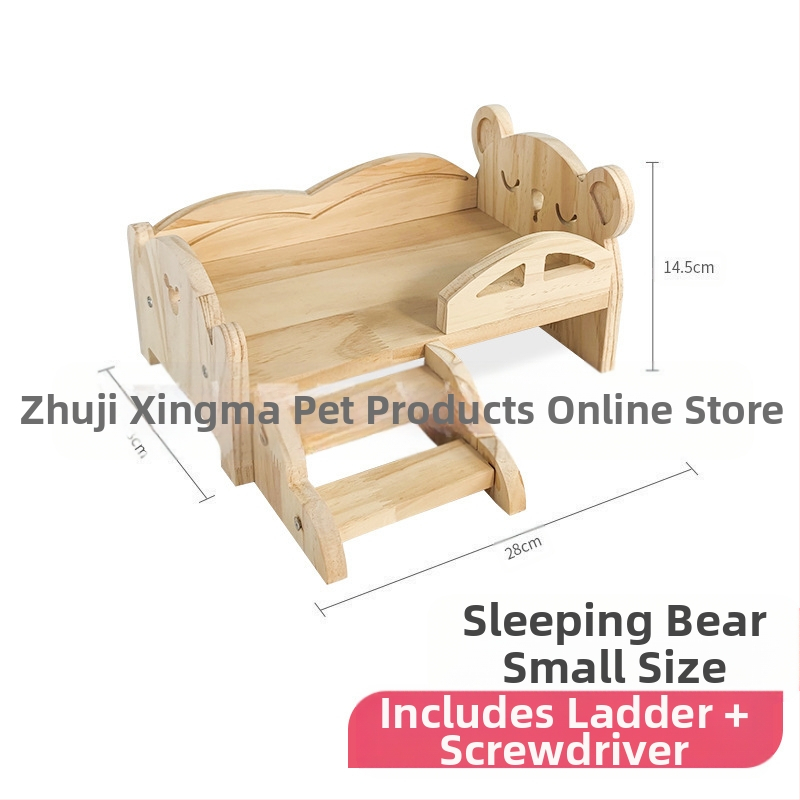 Дървено гнездо и спалня за домашни любимци: зайци и морски свинчета, с стълби, за всички сезони