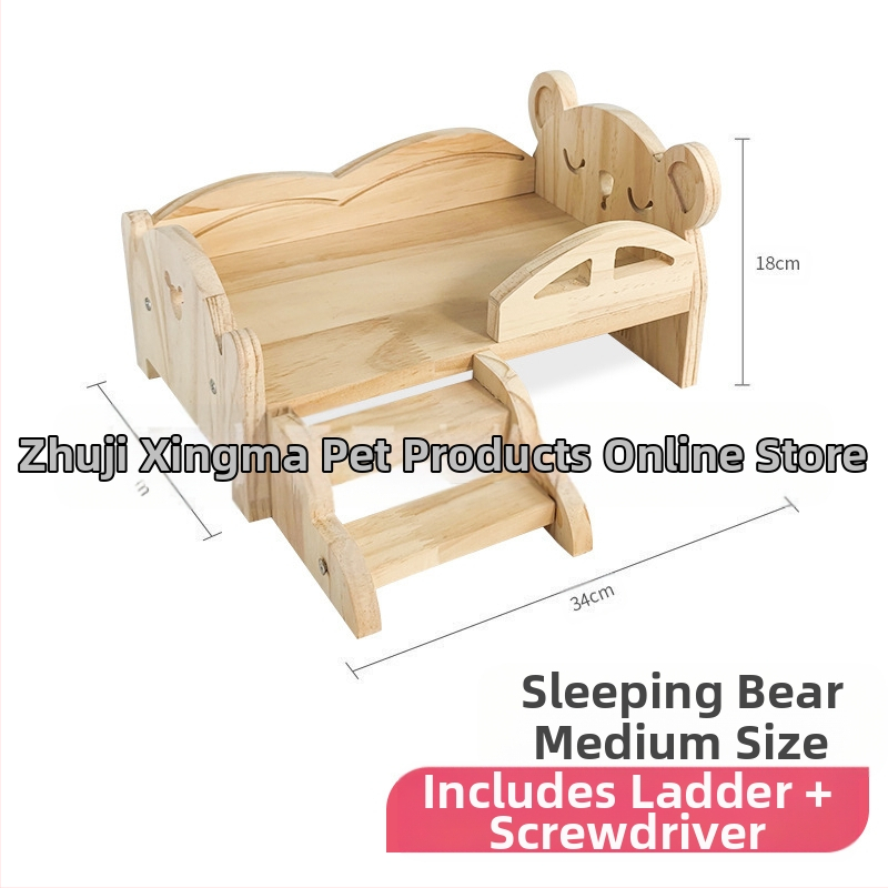 Дървено гнездо и спалня за домашни любимци: зайци и морски свинчета, с стълби, за всички сезони