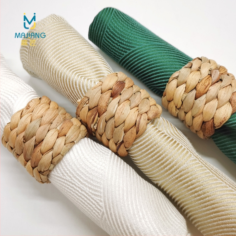 Ринг за салфетка, ръчно плетен от Hu Lu трева, прост стил, комплект 1 бр, опаковка: OPP пакет, за хотелска маса