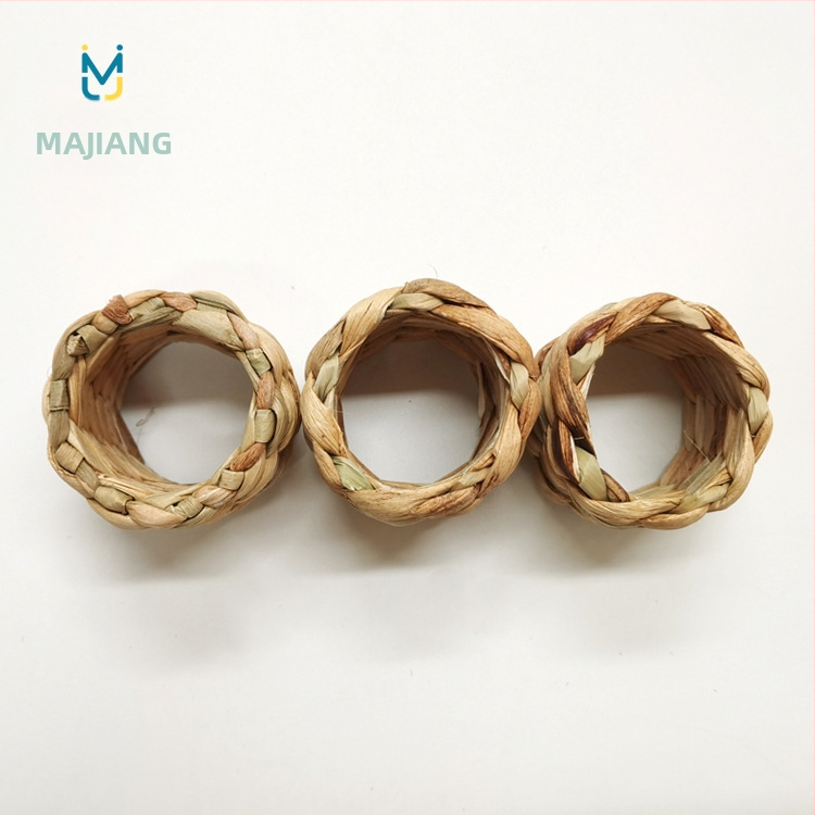 Ринг за салфетка, ръчно плетен от Hu Lu трева, прост стил, комплект 1 бр, опаковка: OPP пакет, за хотелска маса