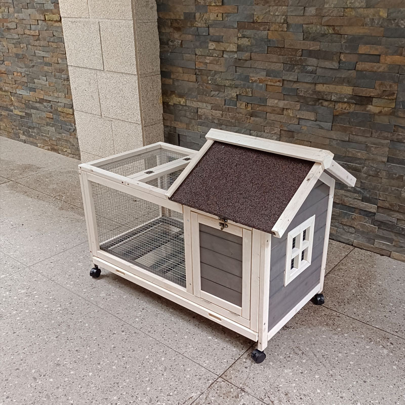 Клетка за домашни любимци – дървена; многофункционална: клетка, гнездо и кабина; подходяща за зайци и малки гризачи