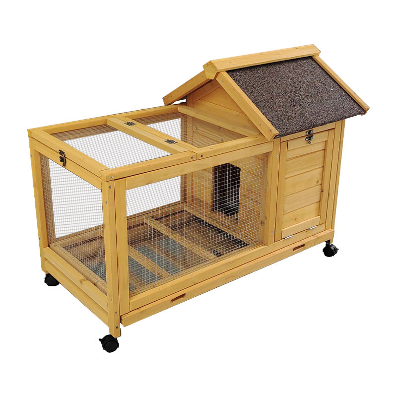 Клетка за домашни любимци – дървена; многофункционална: клетка, гнездо и кабина; подходяща за зайци и малки гризачи