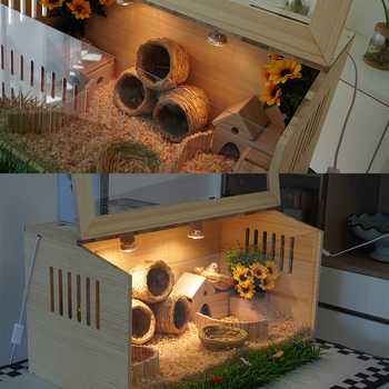 Дървена развъдна клетка за хамстери – пълен комплект за отглеждане (Материал: дърво; Обект: хамстер; Бранд: Друг)