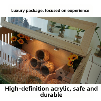 Дървена развъдна клетка за хамстери – пълен комплект за отглеждане (Материал: дърво; Обект: хамстер; Бранд: Друг)