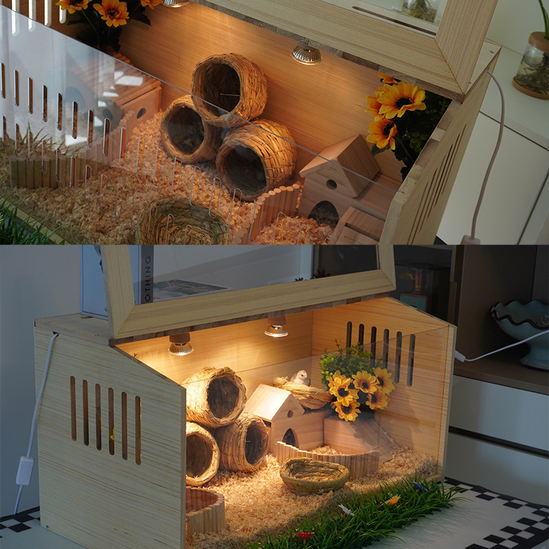 Дървена развъдна клетка за хамстери – пълен комплект за отглеждане (Материал: дърво; Обект: хамстер; Бранд: Друг)