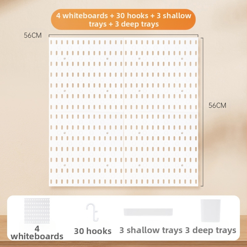 Επιτοίχιο ράφι αποθήκευσης από σφυρήλατο σίδερο με κυκλικές οπές για εργαλεία — μοντέρνος μινιμαλιστικός σχεδιασμός