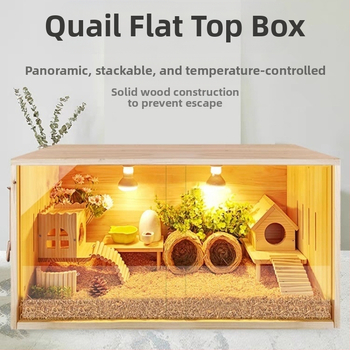 Клетка за развъждане на пъдпъдъци от масивно дърво с изолирана камера за хамстери и пъдпъдъци