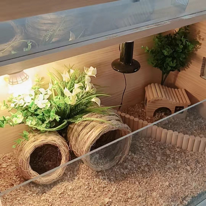 Клетка за развъждане на пъдпъдъци от масивно дърво с изолирана камера за хамстери и пъдпъдъци