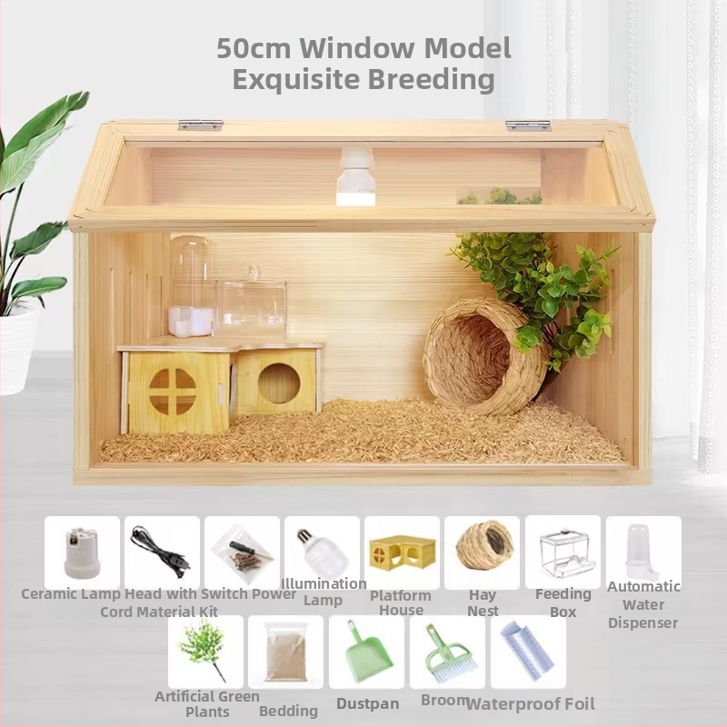 Клетка за развъждане на пъдпъдъци от масивно дърво с изолирана камера за хамстери и пъдпъдъци