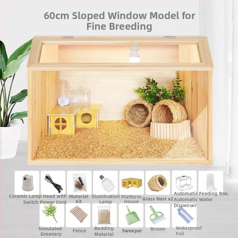 Клетка за развъждане на пъдпъдъци от масивно дърво с изолирана камера за хамстери и пъдпъдъци